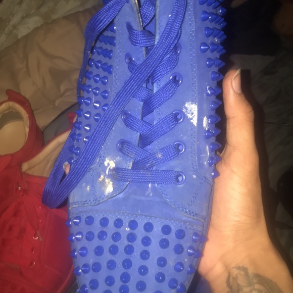 Stained Blue Christian Loubitons - Picture 2 of 6